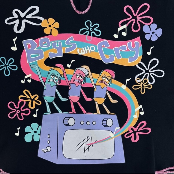 Dolls Kill X SpongeBob SquarePants Bell Sleeve Cropped Graphic Knit Tee - Picture 3 of 9